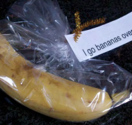 Banana in a baggie with print and braille label