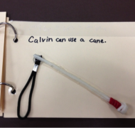 Calvin can use a cane.