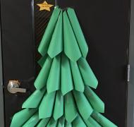 Tactile Christmas tree on classroom door