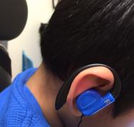 Student wearing earbuds
