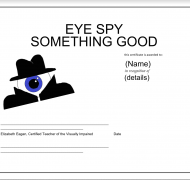Eye Spy certificate