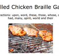 Title page for Grilled Chicken Braille Game