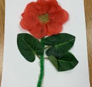 tactile flower glued on paper