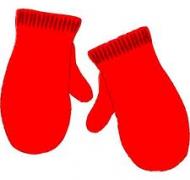 A pair of red mittens