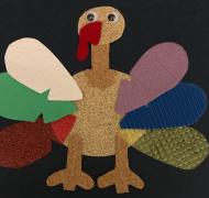Tactile turkey with sandpaper body and textured feathers