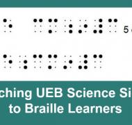 Collage of UEB Science signs for braille learners