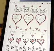 Screenshot of Valentine stickers on iPad