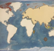 World map with tactile overlays
