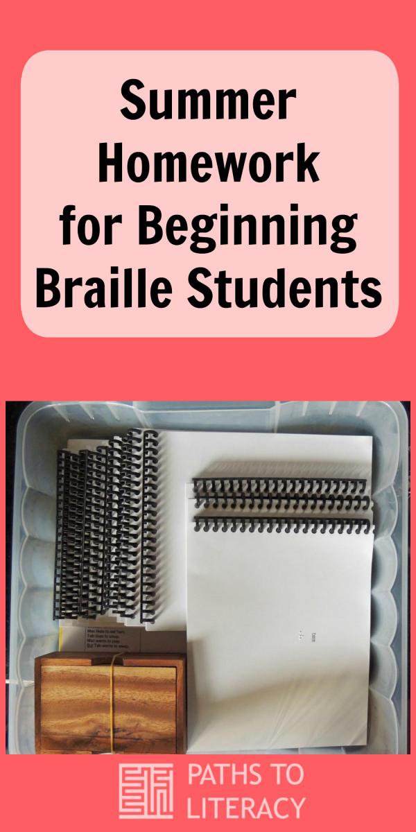 Collage of summer braille homework