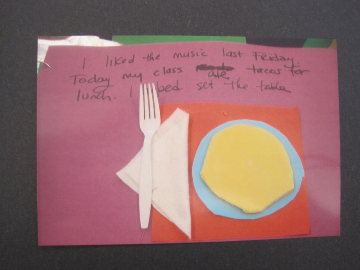 Page from tactile journal about setting the table.