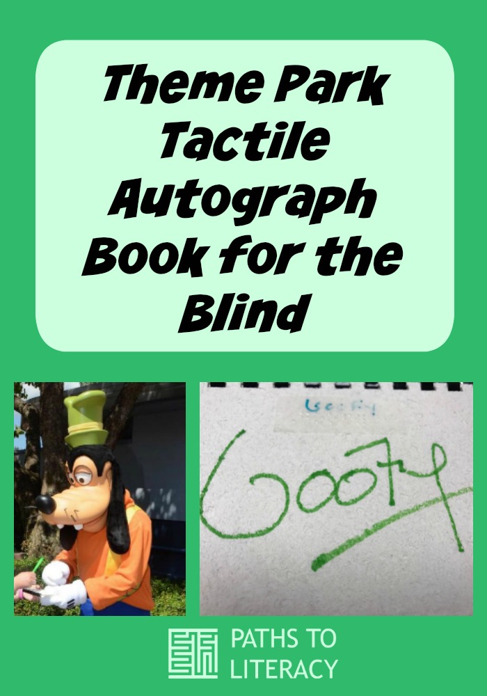 Collage of tactile autograph books for theme parks