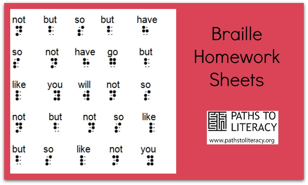 Braille Homework Sheets