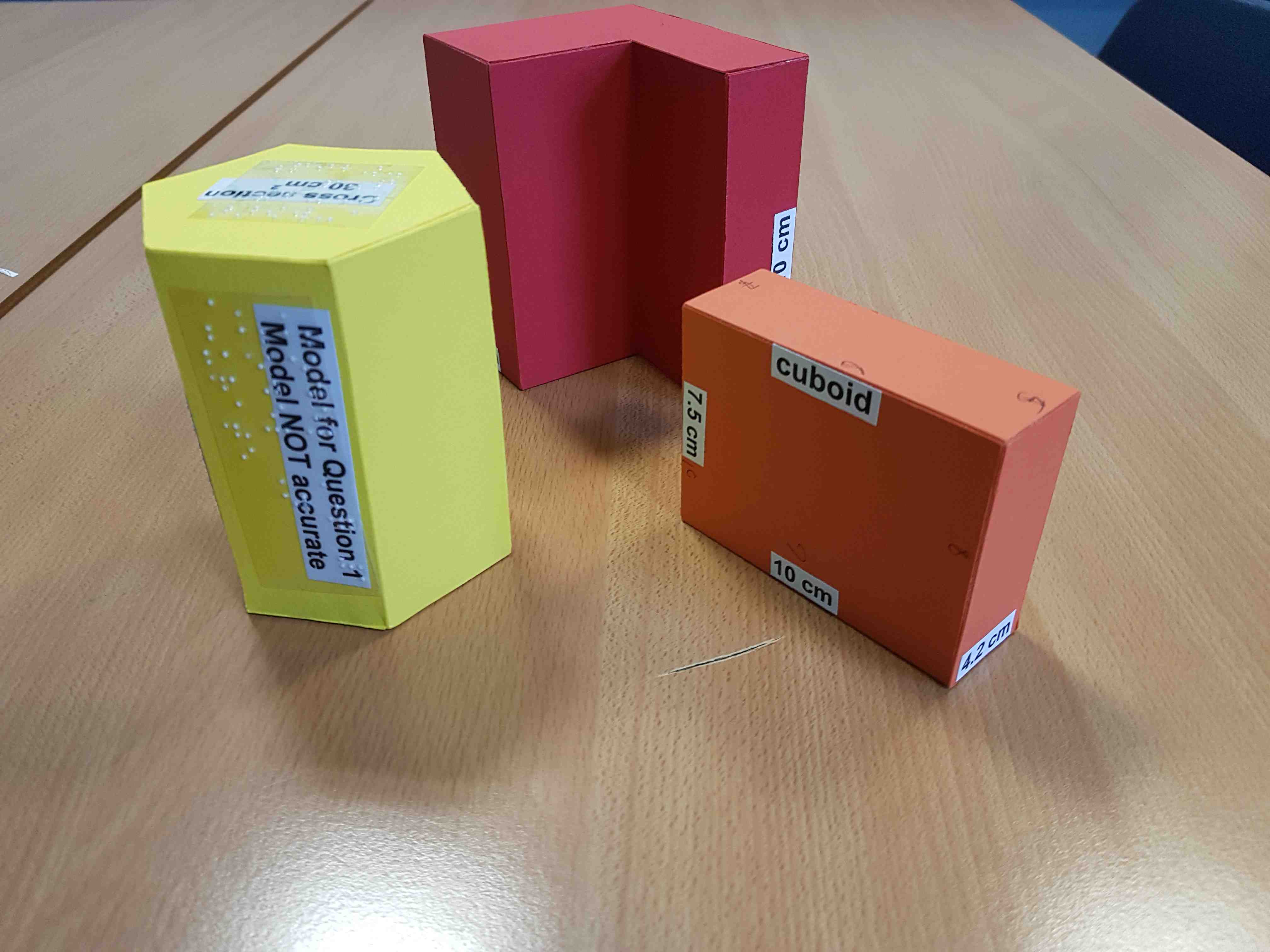 3D shapes with braille labels
