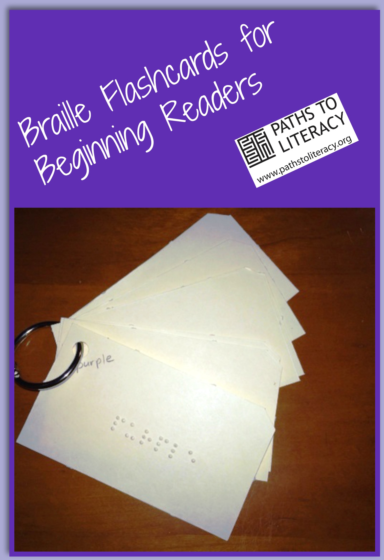 Braille flashcards for beginning readers