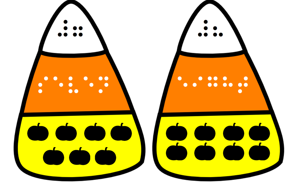 Candy corn with braille