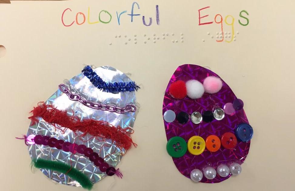 colorful eggs with braille