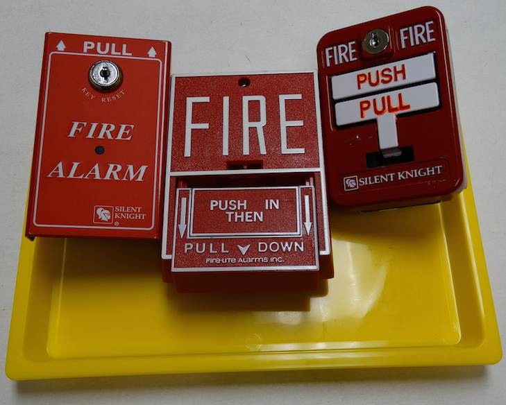 3 different fire pull stations