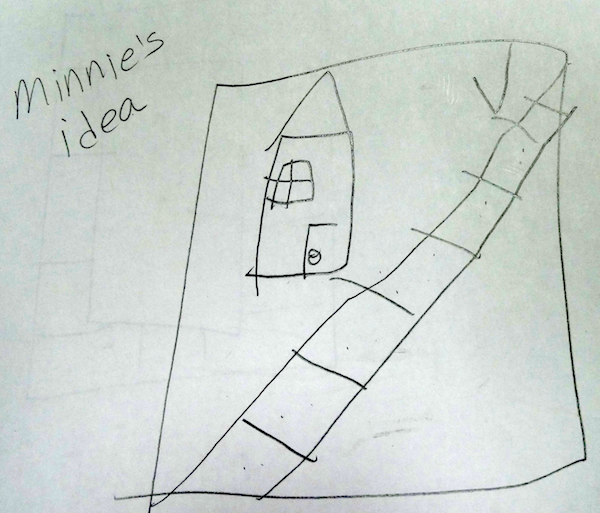 Minnie's drawing of her idea for a Game