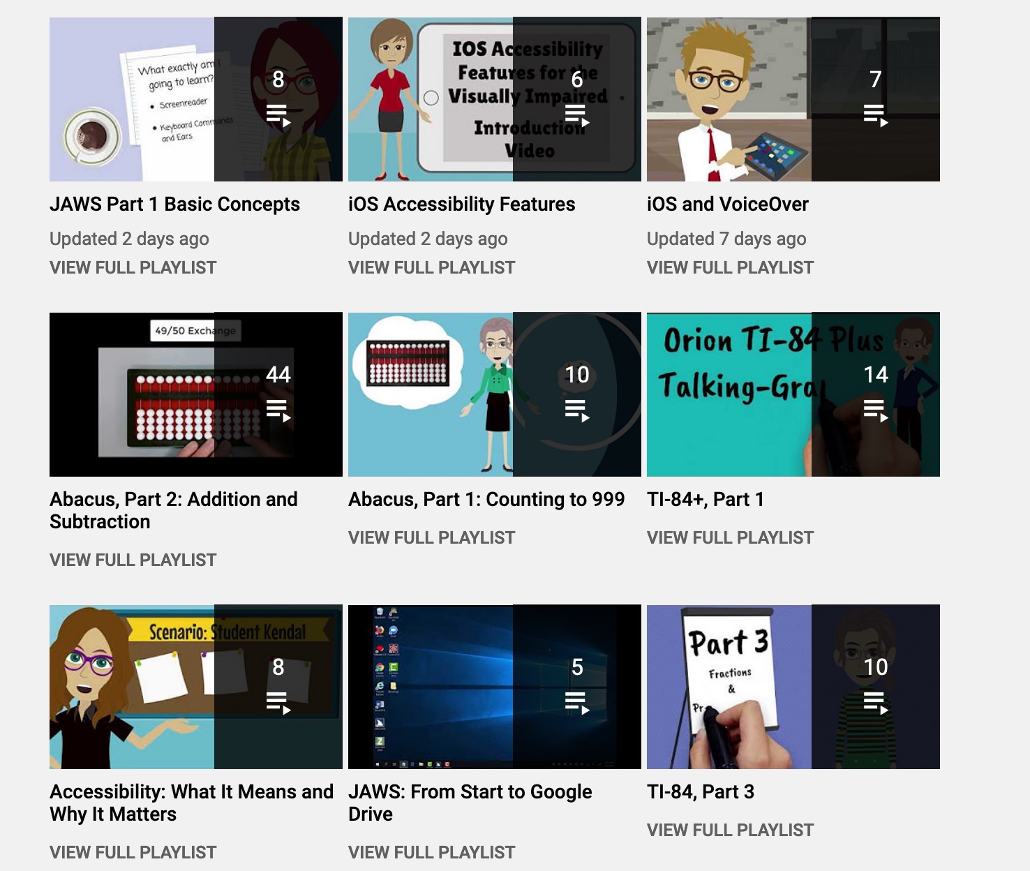 Screenshot of TSBVI Short Term Programs on YouTube