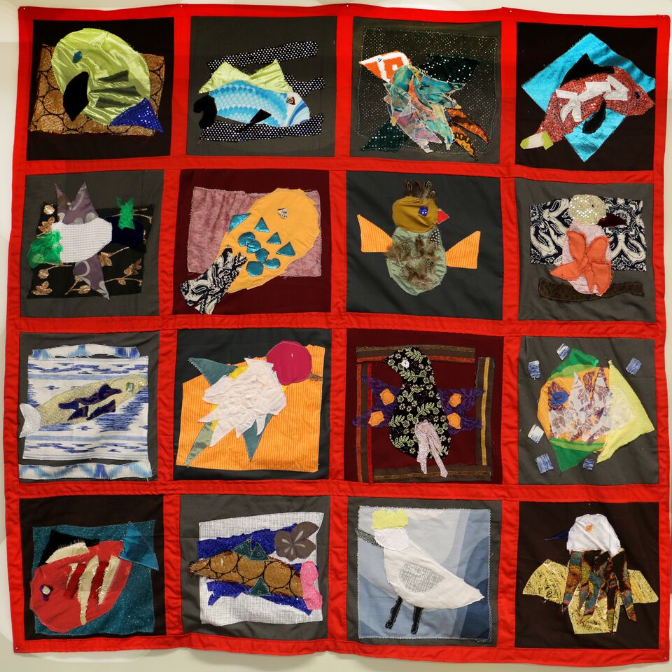 Tactile quilt with imaginary animals