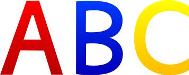 A, B, C letters in bright colorful text