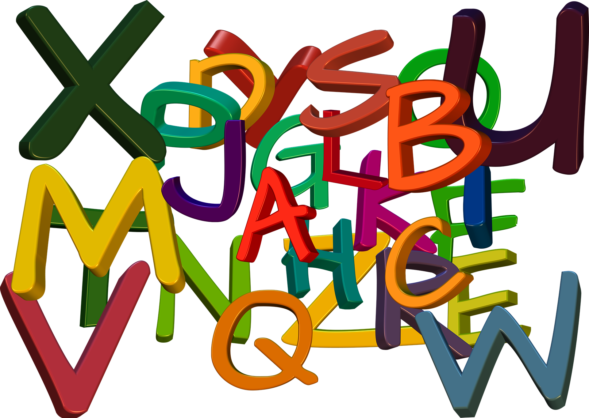 colorful letters in a pile