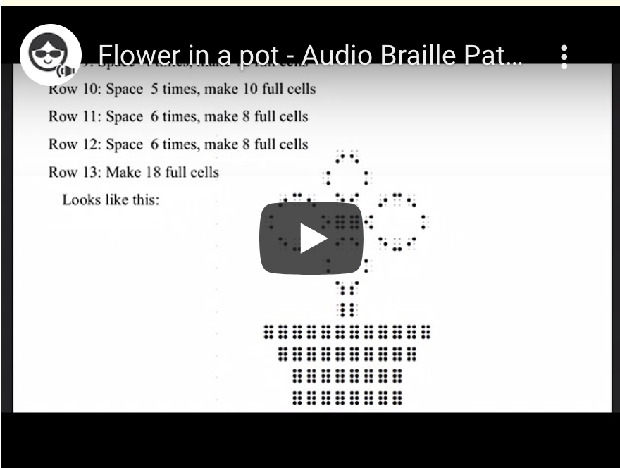 Screenshot of audio version of braille designs