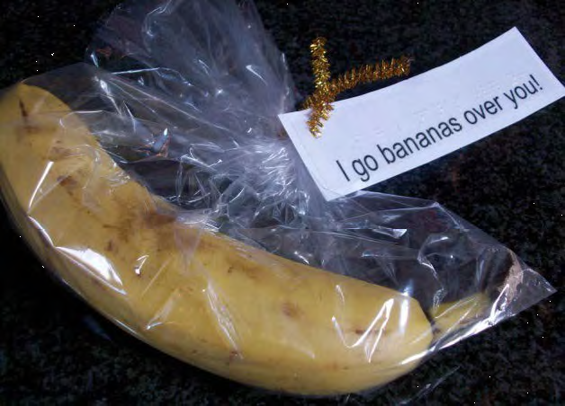 Banana in a baggie with print and braille label