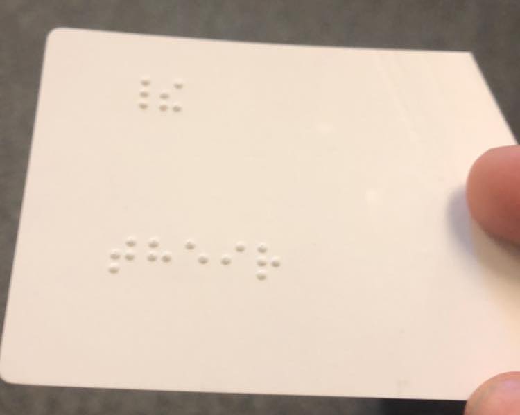 Braille on blank card