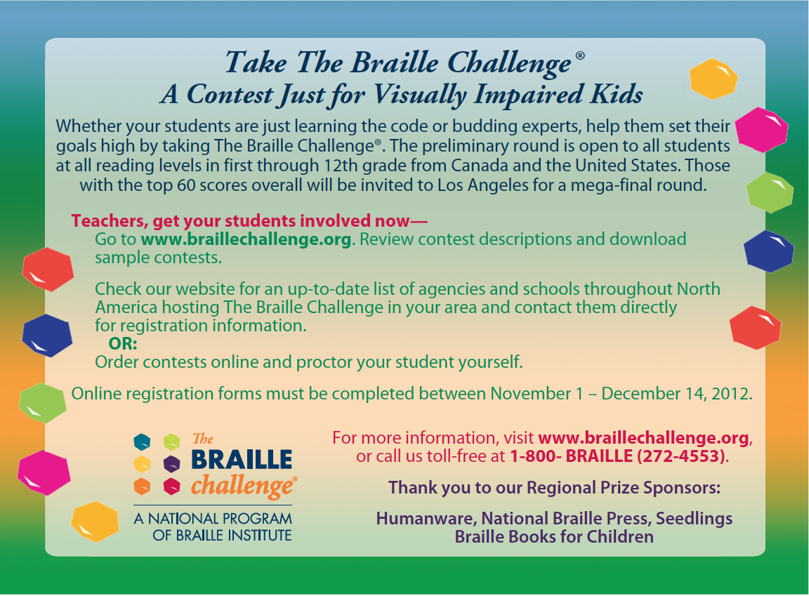 Braille Challenge certificate
