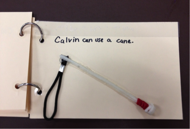 Calvin can use a cane.