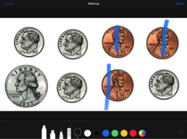 Images of coins on iPad