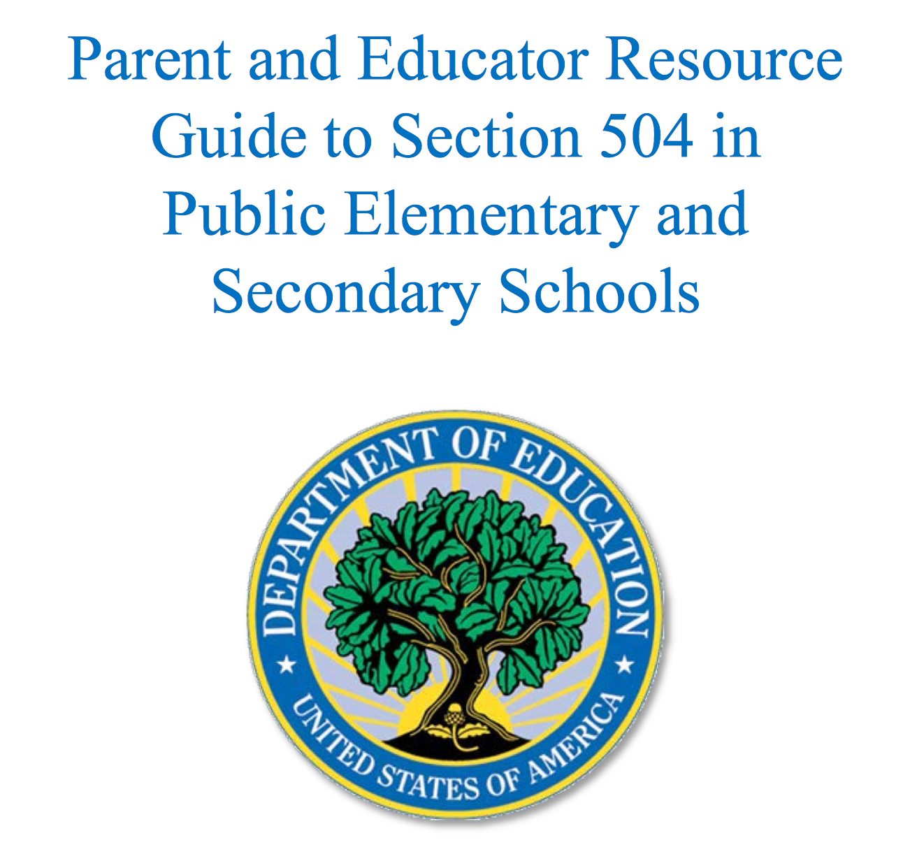 Title page of Parent and Educator Resource