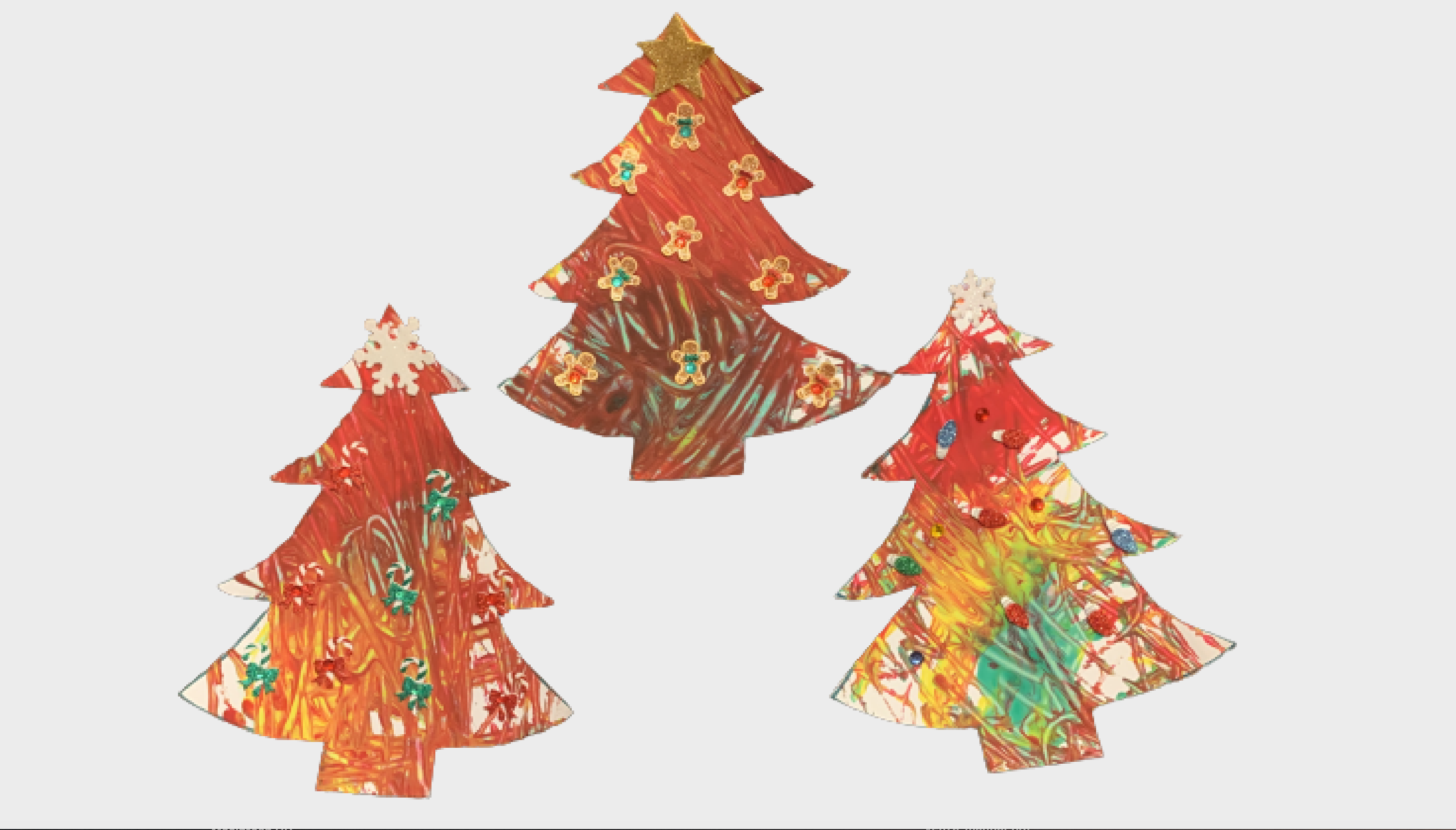 3 paper Christmas trees