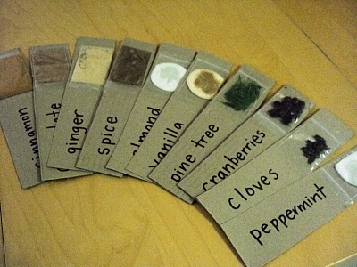 Cards with names of different scents on them