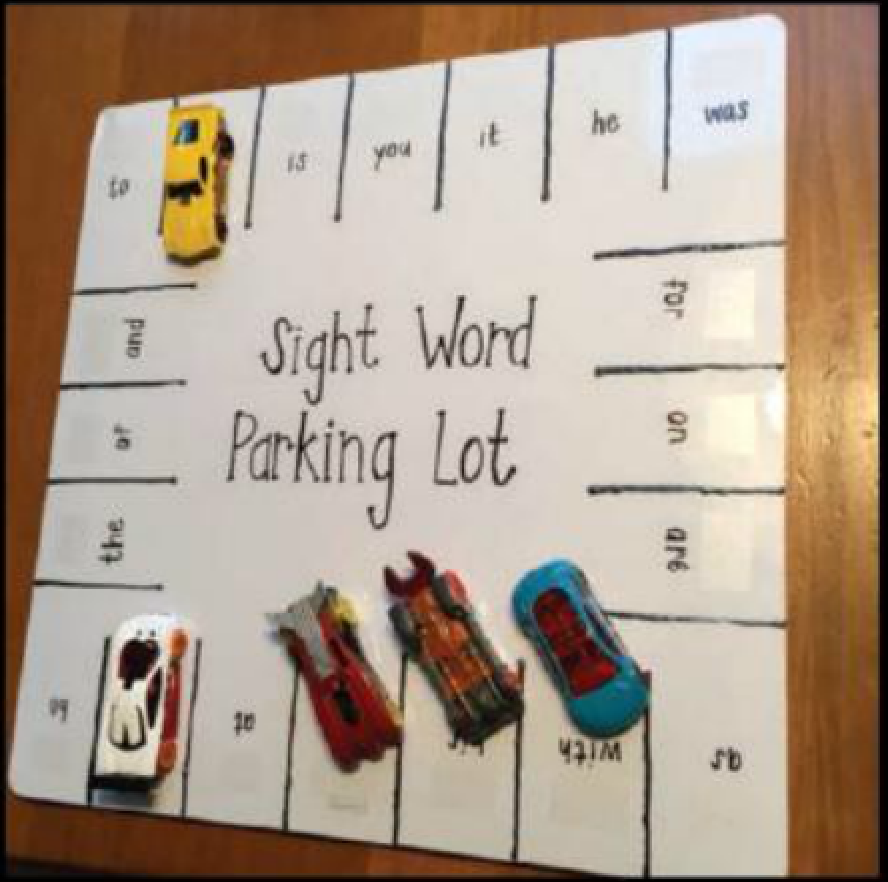 Sight word parking lot game