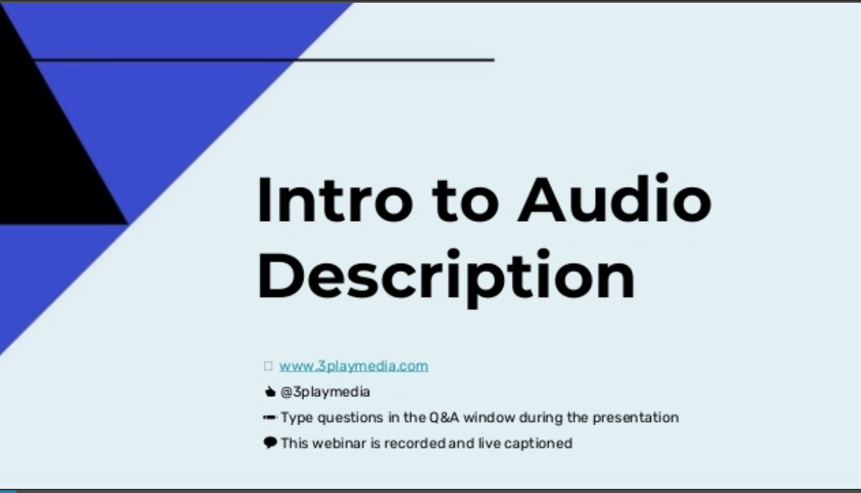 Slide of Intro to Audio Description