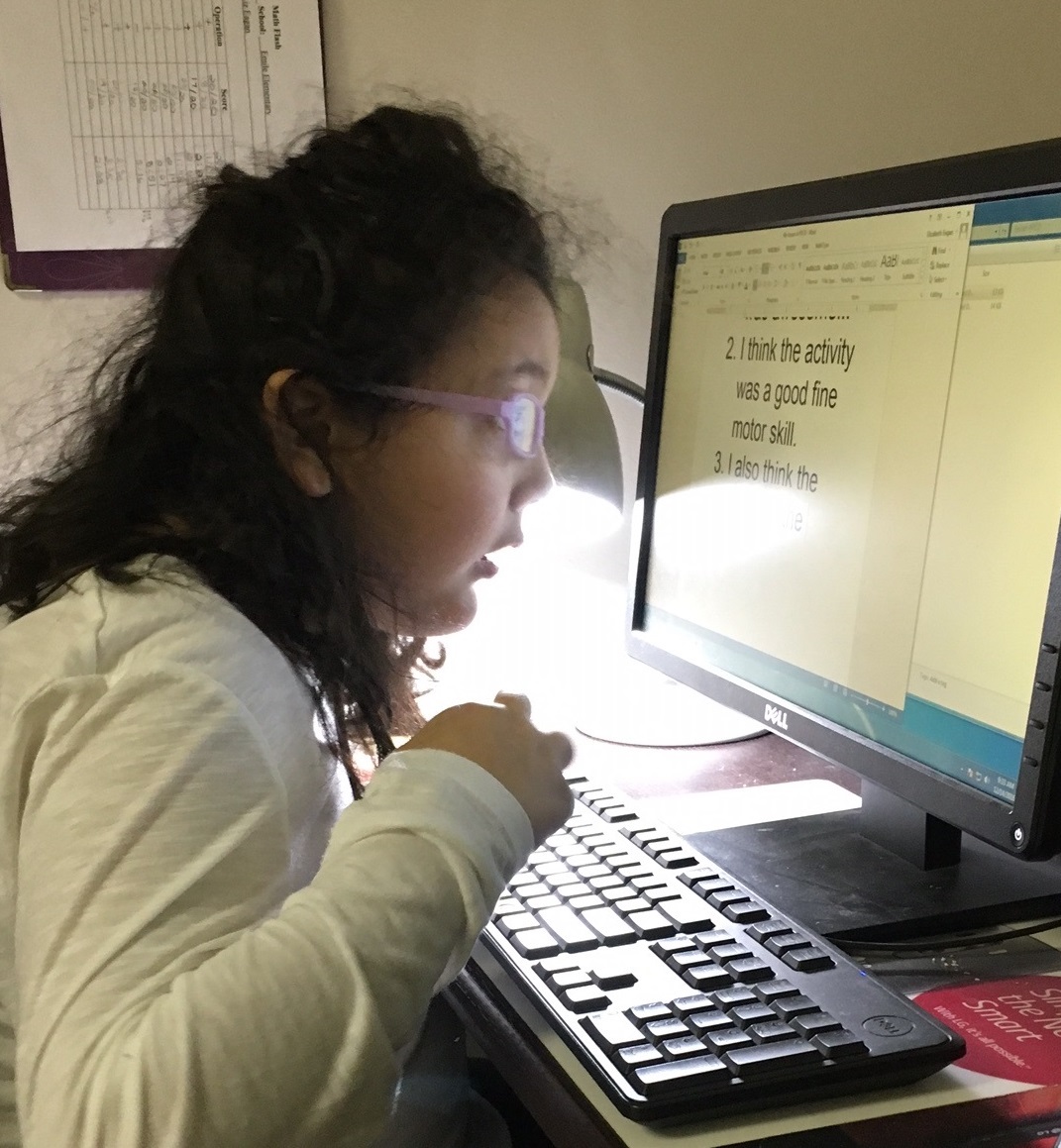 a student reading an evaluation on a computer screen