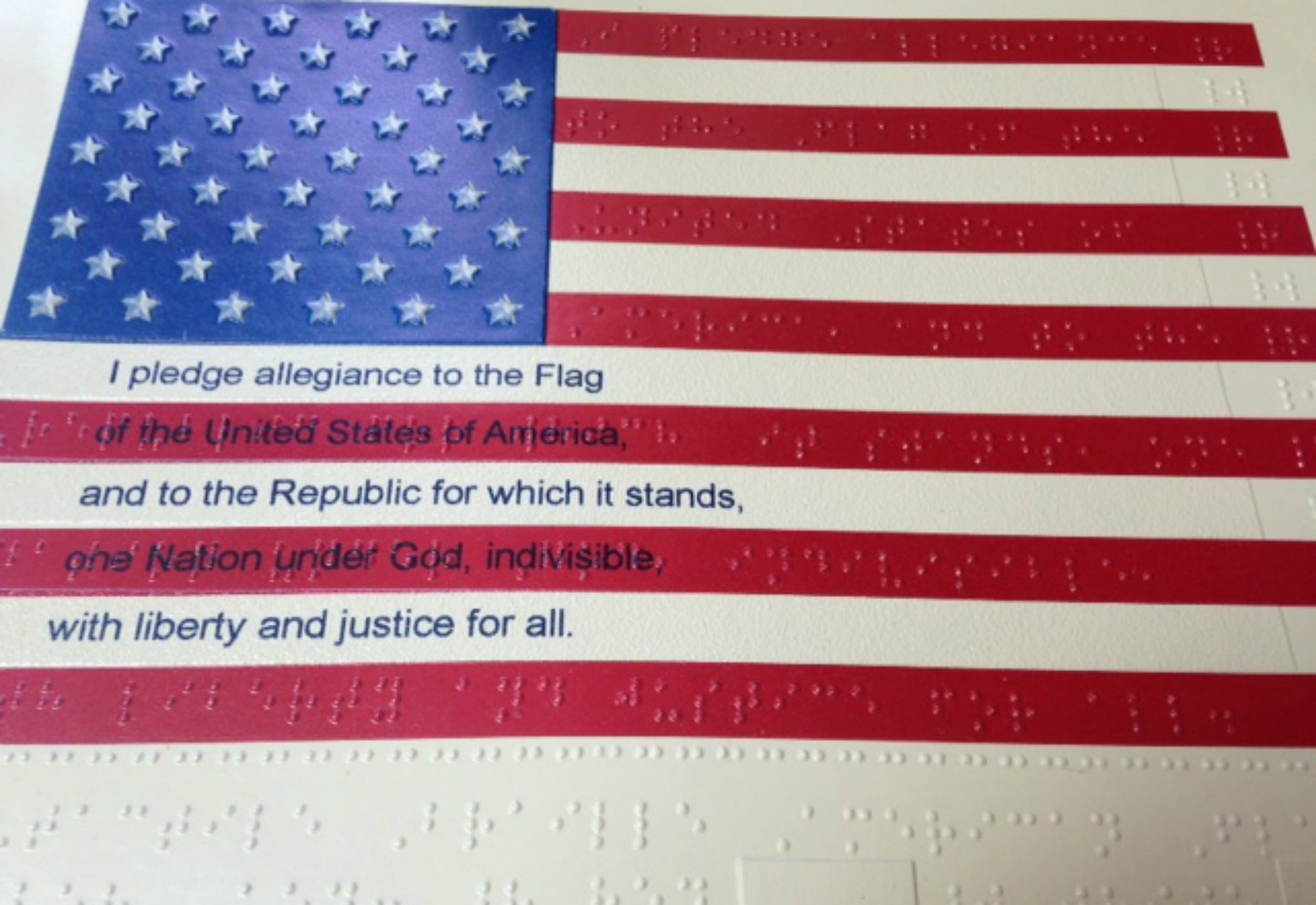 Tactile American flag with braille