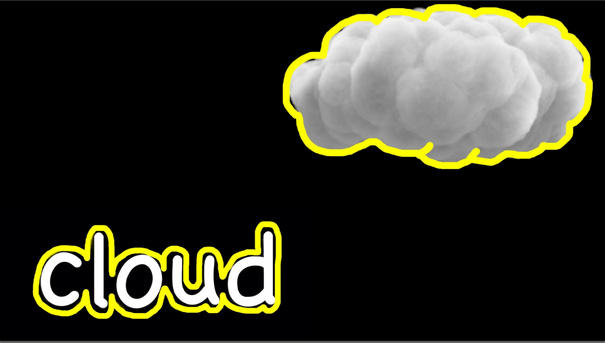 Image of cloud and word "cloud" outlined with yellow