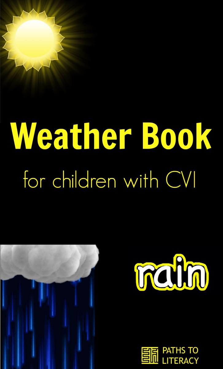 Collage of weather book for children with CVI
