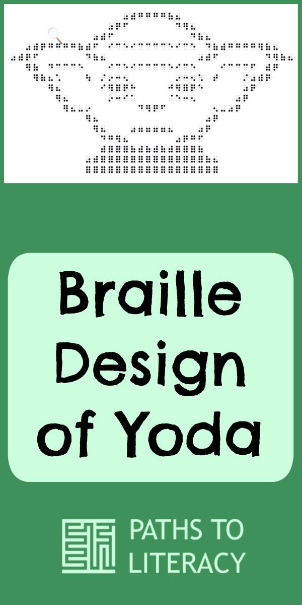 Collage of braille design of Yoda