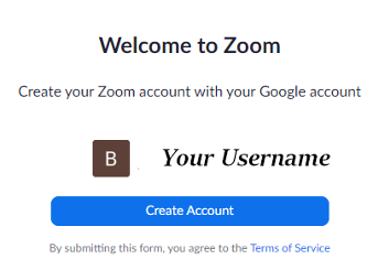 Welcome to Zoom - create account